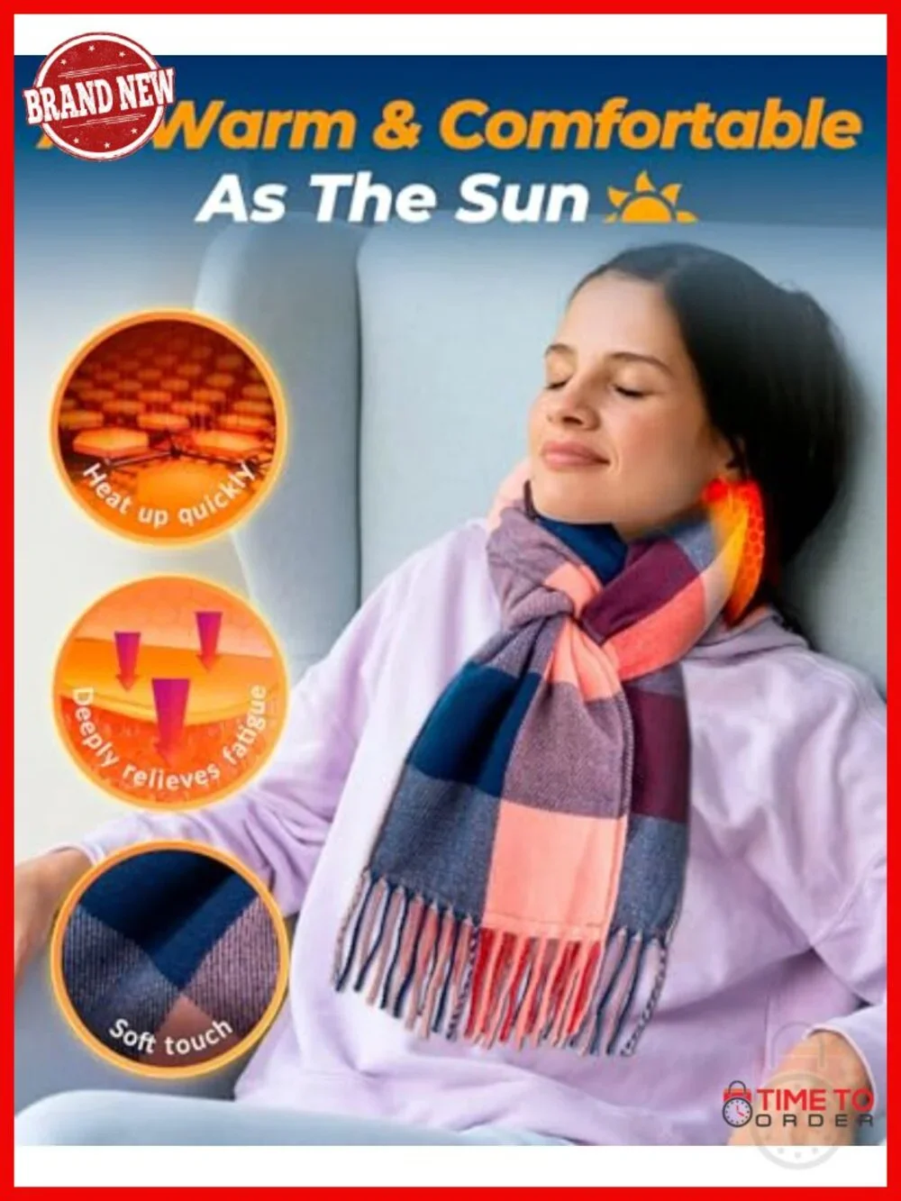 Heated Scarf with 6000mAh Battery Pack, Cashmere-Like, 3 Temperature Settings